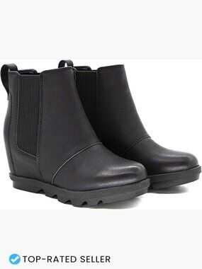 Wedge Chelsea Booties Hidden Heel Faux Leather Ankle Boots Slip On Comfortable